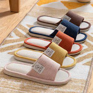 [1개+1개] 린넨 트위드 쿠션 거실화 사계절 사무실 발편한 슬리퍼 쪼리 4cm 쿠션슬리퍼