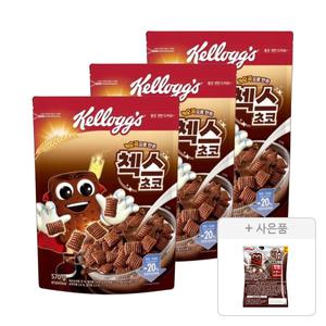 켈로그 오곡 첵스초코 570g, 3개+증정(쿠키앤크림 30g, 1개)