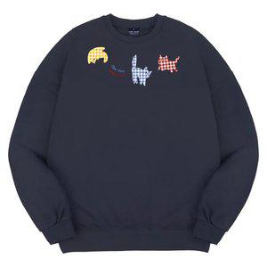 엘런아시 체크무늬고양이 오버핏 맨투맨