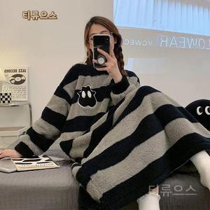 수면 잠옷 극세사 원피스 홈웨어 원피스 잠옷 극세사 파자마 담요 겨울 수면 티류으스