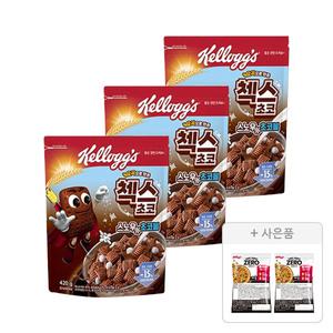 켈로그 오곡 첵스초코 스노우초코볼 420g, 3개+증정(프로틴 그래놀라 제로슈거 40g, 2