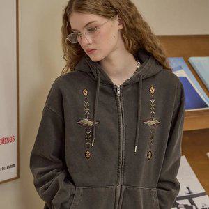 [2-WAY] 나바호 피그먼트 후드 집업 스모크블랙