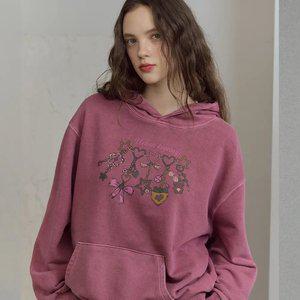 어반키링 크롭 피그먼트 후드티 더스티핑크