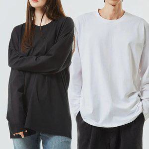 [1장+1장] 2장SET 순면100% 20수 긴팔 티셔츠 남녀공용 오버핏 S~2XL