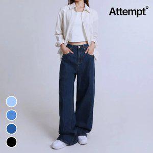 어템트 / 여성용 핏초이스진 / 사이드 절개 밴딩 와이드핏 청바지 / 데님 팬츠 / 3단기