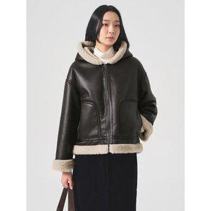 [에잇세컨즈] 후드 숏 무스탕  브라운 (324Y3VLY7D)