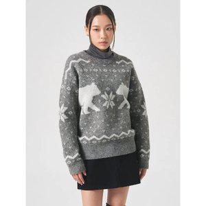 [에잇세컨즈] 폴라 베어 자카드 라운드넥 풀오버  그레이 (324Y51LYF3)