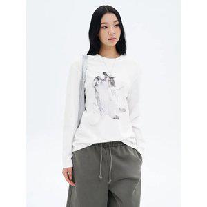 [에잇세컨즈] [UNI8] 동물 그래픽 긴팔 티셔츠 화이트 (165241CQ21)