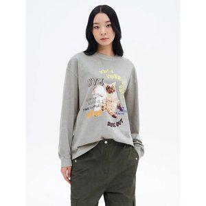 [에잇세컨즈] [UNI8] 동물 그래픽 긴팔 티셔츠 그레이 (165241CQ33)