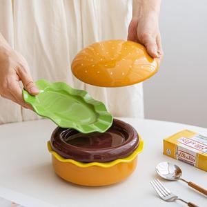 햄버거 모양 식기 디저트 세트 디자인 그릇 신혼그릇 플레이팅접시 선물 5종세트