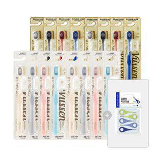 뷰센 라이트 칫솔 8개+더블와이드 칫솔 8개+치간칫솔