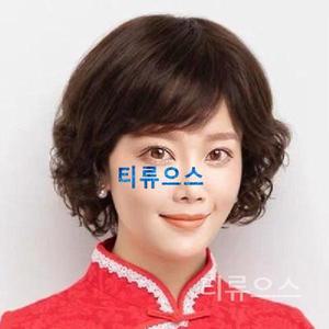 중년 여성을 위한 통가발 젊어 보이는 볼륨 곱슬 헤어스타일 다크 브라운 + 망 티류으
