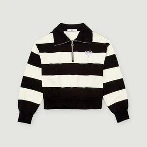 [행텐]여성 볼드 스트라이프 하프집업 크롭 맨투맨-SE2111046013112