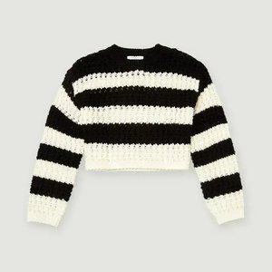 [행텐]여성 스트라이프 메쉬 크롭 니트-SE2051046014034