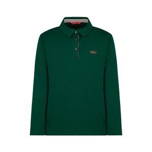 [20%쿠폰+7%페이][크로커다일 레이디] 배색 와펜 카라 반오픈 티셔츠_CLDWTS907