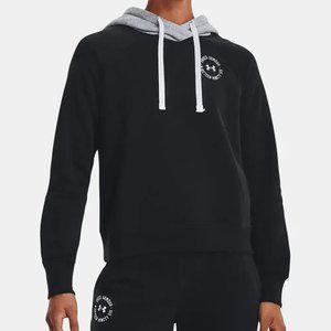 [언더아머] 여성 UA 라이벌 플리스 컬러블록 후드 티셔츠 배색 (1373031-001-K)