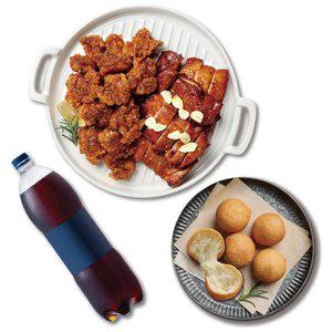 [땅땅치킨] 땅땅불갈비(반)+허브순살치킨(반)+모짜치즈볼+콜라1.25L