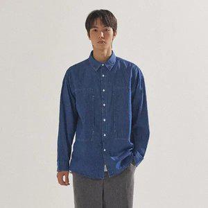 [팔랩] 남여공용 포켓 포인트 오버핏 시그니처 데님 셔츠_PL24S3SH028_IND