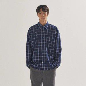 [팔랩] 남여공용 에센셜 오버핏 타탄 체크 셔츠_PL24S3SH021_NV