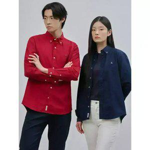 [빈폴] [Essential] 남녀공용 옥스퍼드 솔리드 셔츠 - 레드 (BC4764E056)
