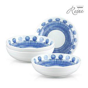 [헨느] 물방울도쿠사 도자기 20cm 면기 4P / 일본그릇