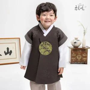 [보리보리/금동이한복]남브라운금사보 아동한복 남아한복