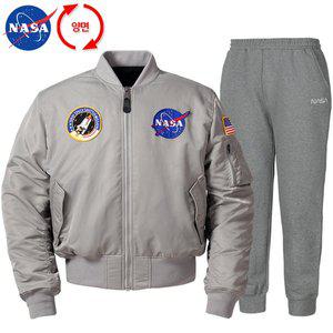 [NASA] 나사 남녀공용 양면 리버시블 항공점퍼+면 조거팬츠 상하세트 N-851ULG+N-350PMG 빅사이즈