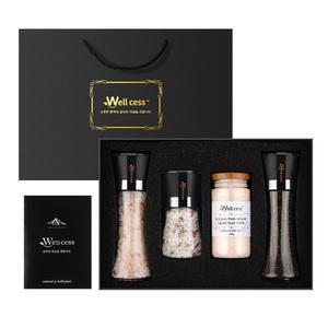 웰세스 WG-244H 히말라야핑크솔트 핑크소금 허브솔트 블랙페퍼 통후추 그라인더 소금 선물세트 결혼 돌잔치 장례 조문 명절 추석 답례품 기념품 창립기념 단체 회사 선물세트
