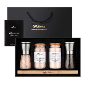 웰세스 WG-205SP 히말라야핑크솔트 핑크소금 히말라야솔트 블랙페퍼 통후추 그라인더 소금 선물세트 결혼 돌잔치 장례 조문 명절 추석 답례품 기념품 창립기념 단체 회사 선물세트