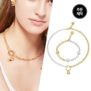 [골드피아/주문제작] SILVER925 청키볼 믹스체인 볼드 팔찌/목걸이