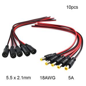 18 AWG 5A 전원 케이블 DC 커넥터 30cm 2pin 5 24V 전원 어댑터 와이어 5 5x2 1mm TV 카메라 LED 스트립 조명 플러그