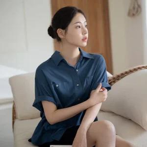 (MADE/소프트린넨/체감온도) Petite Note No06 카밀라 린넨 루즈핏 반팔 셔츠 bs8181