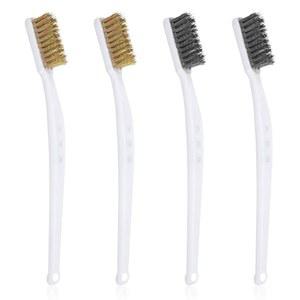 제거용 피리우오 4PCS 그립 금속 프린터 노즐 세트 곡선 구리 브러시 핸들 황동 메이슨 도구 3D 작은 칫솔 와이어