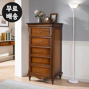 [벤티스가구]르랑 엔틱 서랍장 원목 높은 5단 체스트 낮은 좁은 서랍장 미니 틈새 안방 가구(700)