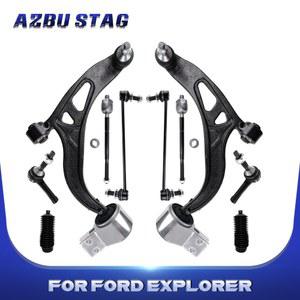 AzbuStag 10팩 FORD EXPLORER 용 전면 하부 컨트롤 암 스태빌라이저 링크 타이로드 서스펜션 키트 2011 2012 2013 2014 2015 2019