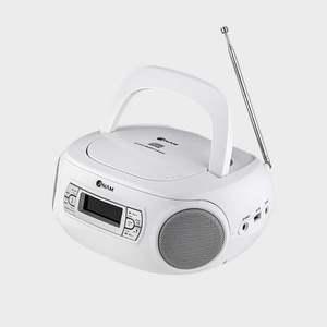 아남 포터블 CD어 블루투스 MP3 스피커 화이트 시디어 휴대용 라디오 FM AM AUX USB 무선