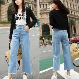 여성 데이트 가을 캐주얼 청바지 저렴한 여행 통청 팬츠 직장인 바지 연청 엄마 데님