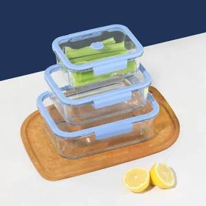 네오플램 베큐씰 내열유리 진공 밀폐용기 직사각 3종(570ml+950ml+1.5L)+진공 펌프