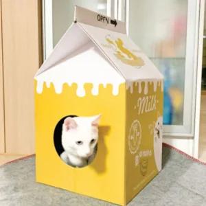 고양이 숨숨집 우유상자 스크래쳐 하우스(바나나)고양이집 고양이놀이터