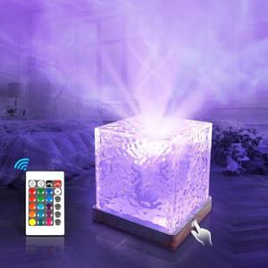 오션 웨이브 프로젝터, 16GB 컬러 무선 충전식 오로라 램프, 30가지 조명 모드의 리모컨/터치 컨트롤이 있는 회전식 워터 침실/야외 캠핑 파티용