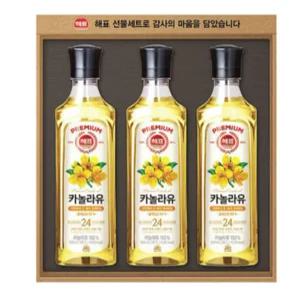 해표 식용유 카놀라유 500ml x3p 추석 선물용 손잡이 선물세트