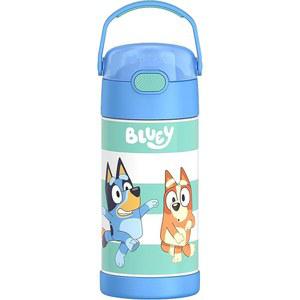 빨대가 달린 보온병 - 12온스 뚜껑이 스테인리스 진공 단열 물병, 블루이