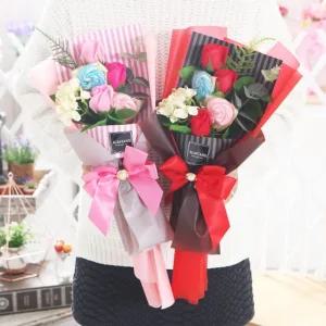 수국캔디부케 핑크 졸업식 꽃다발 사탕부케 재롱잔치 학예회 비누장미 비누꽃