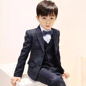 루나버블 투버튼 체크 네이비 정장 세트 4종 5종 9-21호 아동 남아 어린이 키즈 초등학생 주니어 간절기 봄 가을 겨울 울소재 결혼식 하객 졸업 앨범 촬영 생일 자켓 바지 조끼 상하 정장