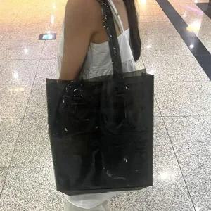[콩심팥심]숄더백 비치백 투명가방 반투명 pvc 검정