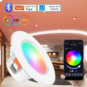Tuya 블루투스 스마트 LED 통 10W 15W 라이프 APP 램프 전구 RGB 디 밍이 가능 원격 제어 거실 침실