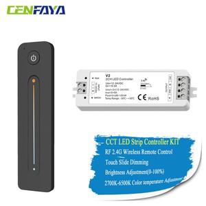 CENFAYA RF 원격 컨트롤러 키트 DC12V 24V 조광기 2.4GHz 무선 그룹 제어 SMD 2835 COB CCT 듀얼 화이트 LE