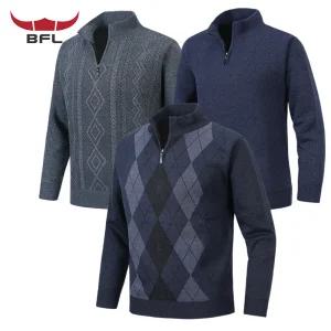 겨울 버팔로 남자 보아털 니트 집업티 카라넥 남성 니트티 긴팔 티셔츠