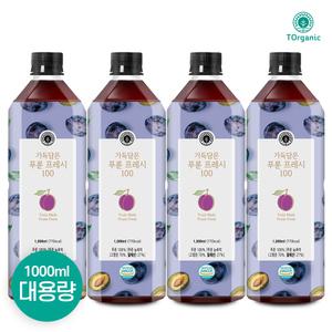 투오가닉 가득담은 식이섬유 푸룬주스 100% 딥워터 푸른즙 1000ml 4병