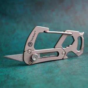 TACRAY 티타늄 다기능 키체인 유틸리티 나이프 카라비너 클립, EDC 아웃도어 캠핑 절단 도구, 스크루 드라